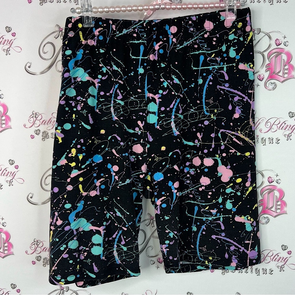 Sweetlegs shorts paint style Vibrant Splatter Design neon splatter Shorts
